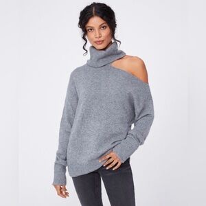 PAIGE - Women’s Raundi Cut-Out Wool- Blend Gray Off-Shoulder Sweater - Size: Med